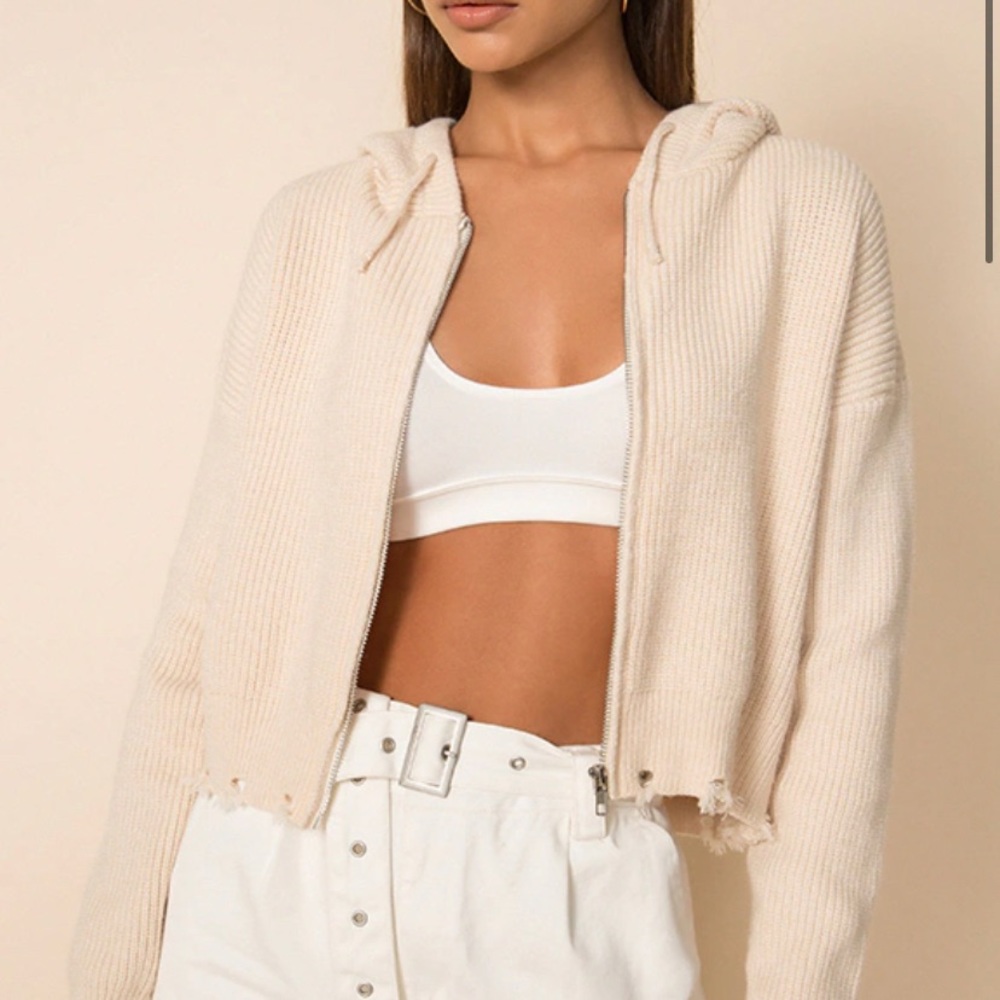 Superdown Alina Distressed Zip Hoodie
